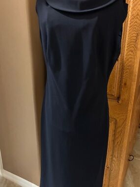 Calvin Klein, Elegant Dress. Navy Cowl Neck & Drop Cowl Back With Back